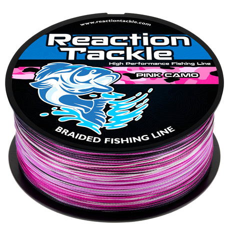 Reaction Tackle Braided Fishing Line - Pink Camo - NEW - Reaction Tackle
