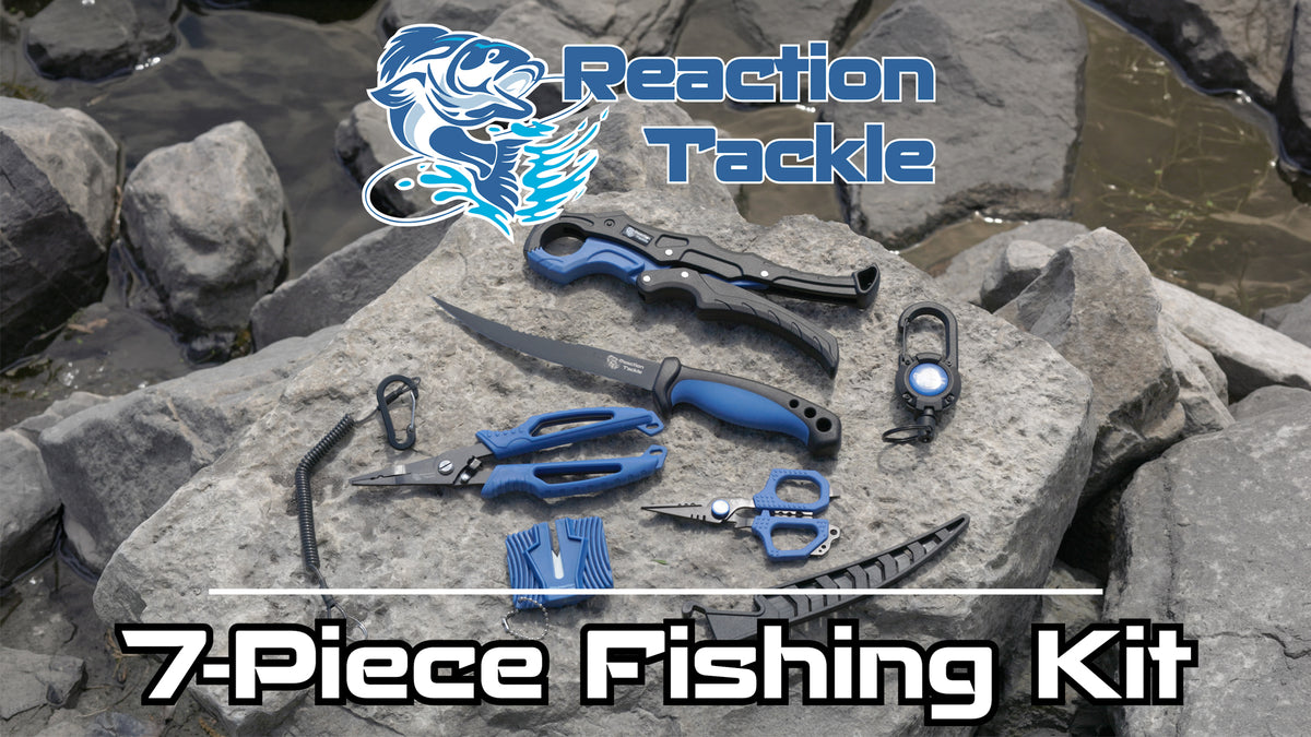 Juego de Herramientas de Pesca Reaction Tackle de 7 Piezas con Cuchillo de Filetear y Afilador - NUEVO