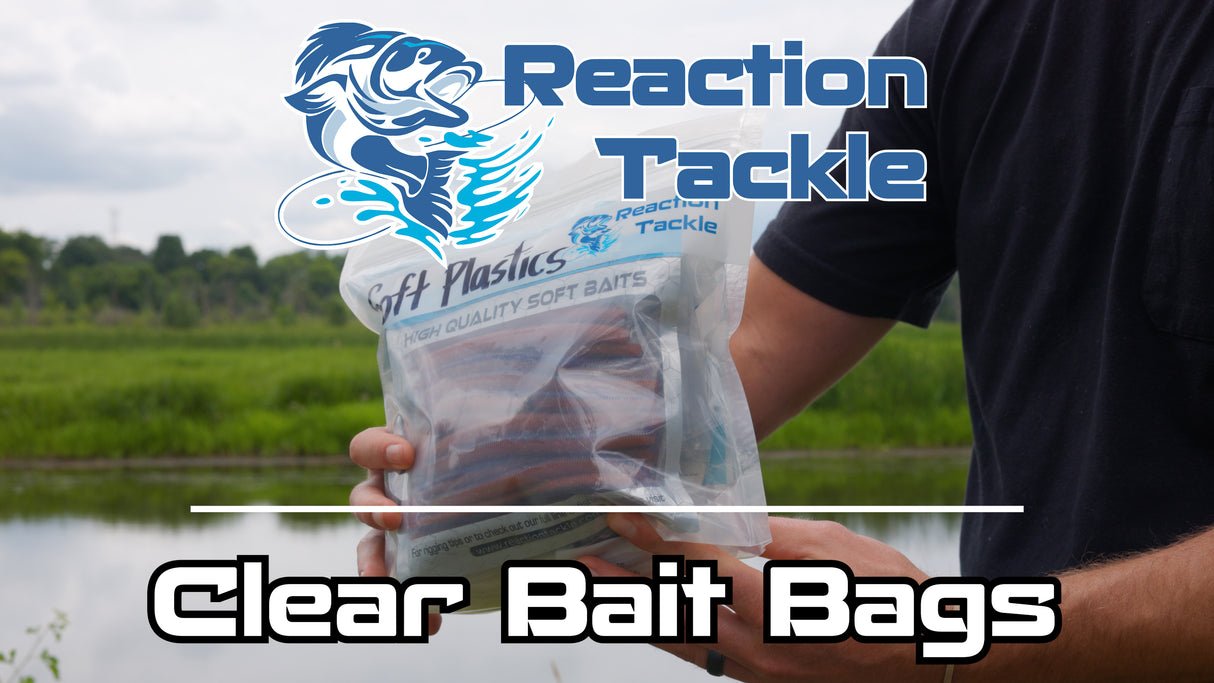 Reaction Tackle Clear Bait Bags – Soft Plastics and more- Organizer Bags with Label Area – Resealable -10 Pack or 20 Pack