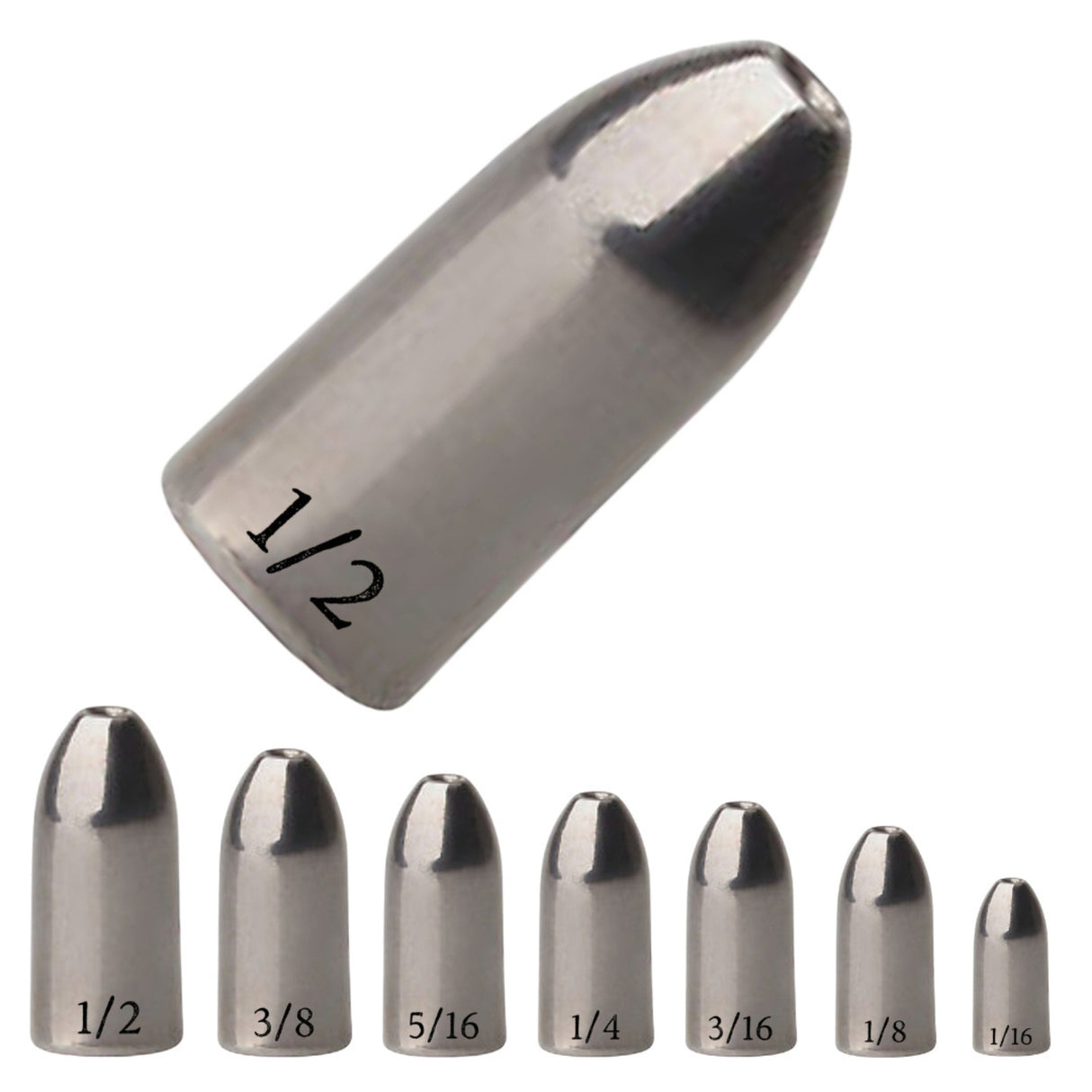 Reaction Tackle Tungsten Worm Weights / Bullet Shaped Sinkers - Reaction Tackle