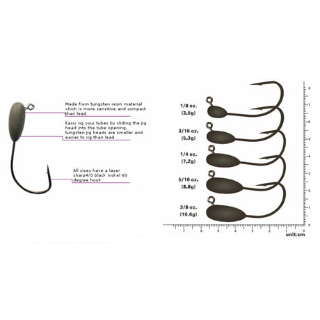 Reaction Tackle Tungsten Tube Jig Heads- 5-Pack - Reaction Tackle