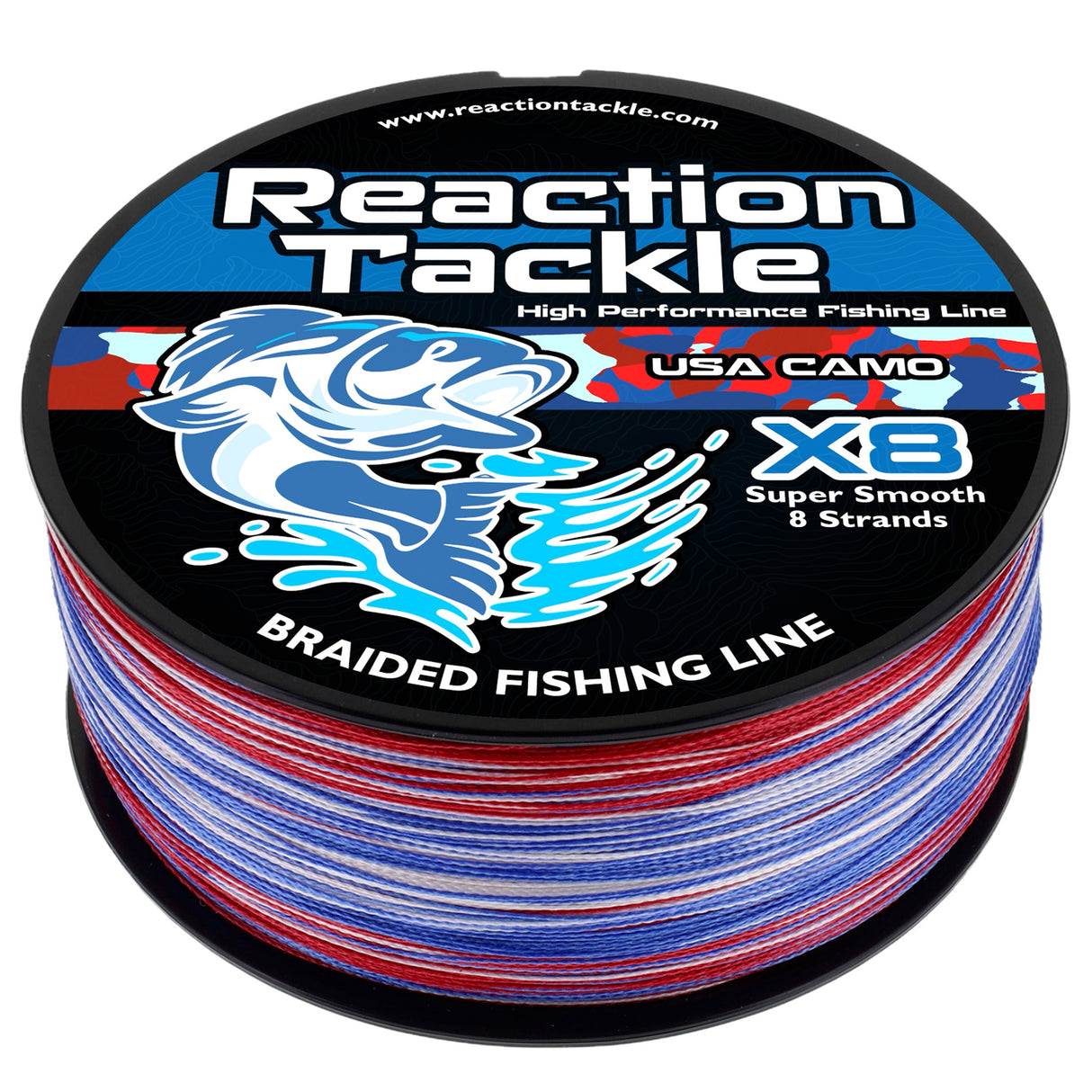 Reaction Tackle X8 Braided Fishing Line - USA Camo 8 Strand - NEW - Reaction Tackle