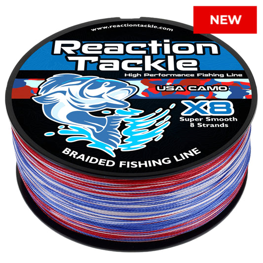 Reaction Tackle X8 Braided Fishing Line - USA Camo 8 Strand - NEW - Reaction Tackle