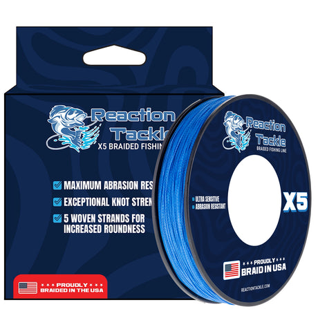 Reaction Tackle BRAIDED IN THE USA Fishing Line- X5 - image 1