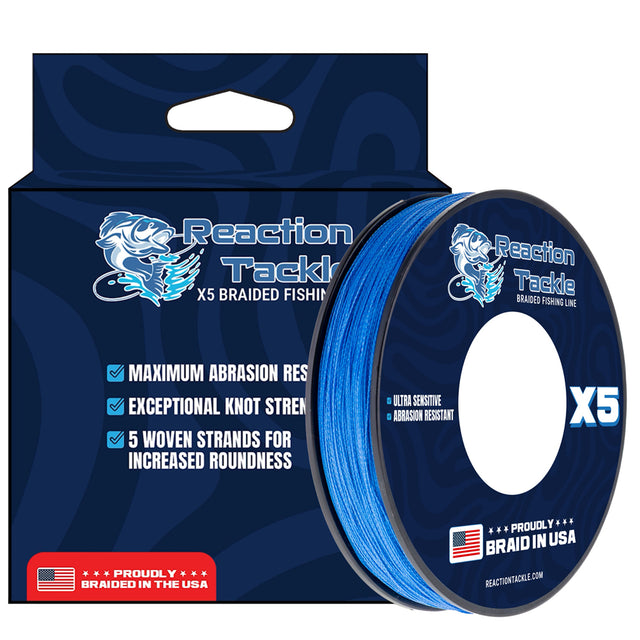 Reaction Tackle BRAIDED IN THE USA Fishing Line- X5 - image 1