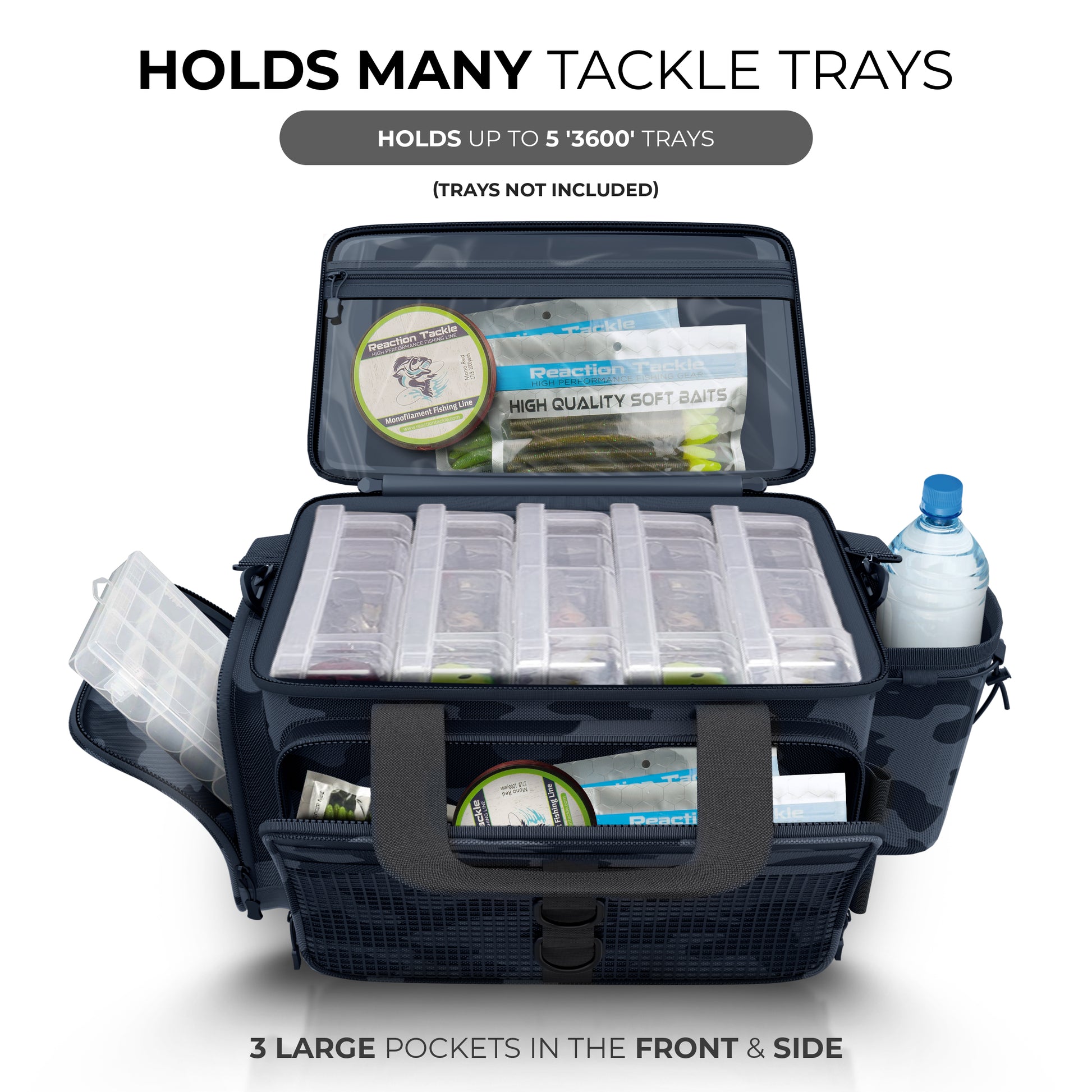 Reaction Tackle Large Tackle Bags - Salt Water Resistant Fishing Bag -  Tackle Storage Organizer 